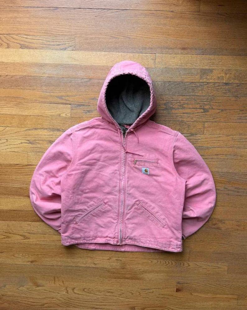 Carhartt Active Jacket Dusty Rose, Hooded Canvas Work Jacket Sherpa Lining