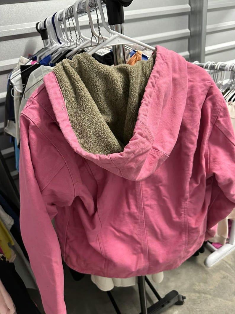 Carhartt Active Jacket Dusty Rose, Hooded Canvas Work Jacket Sherpa Lining