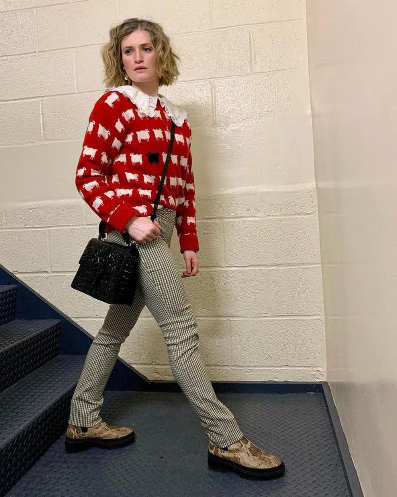Princess Diana Black Sheep Sweater Iconic 80s Red Wool Knit Jumper, Streetwear Fashion Style
