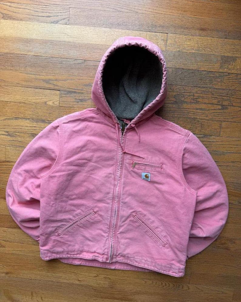 Carhartt Active Jacket Dusty Rose, Hooded Canvas Work Jacket Sherpa Lining