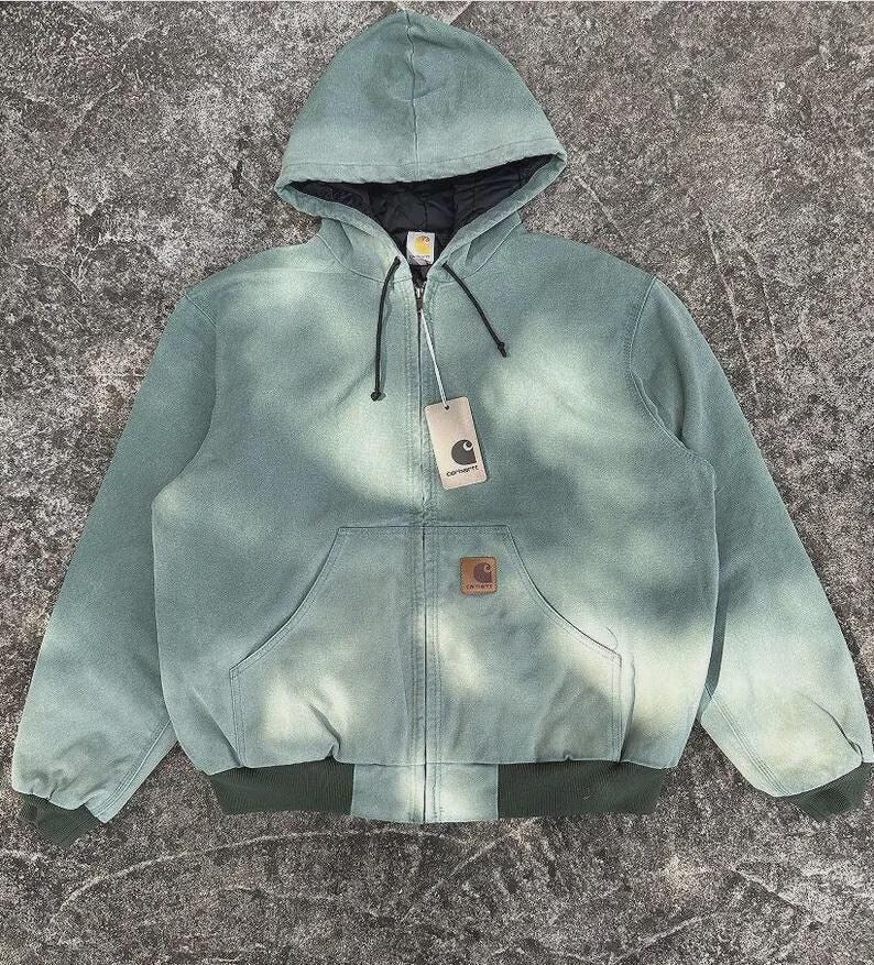 Carhartt J130 Active Jacket, Sandstone Duck Canvas Hooded Workwear Coat, Carhartt Hoodie Streetwear