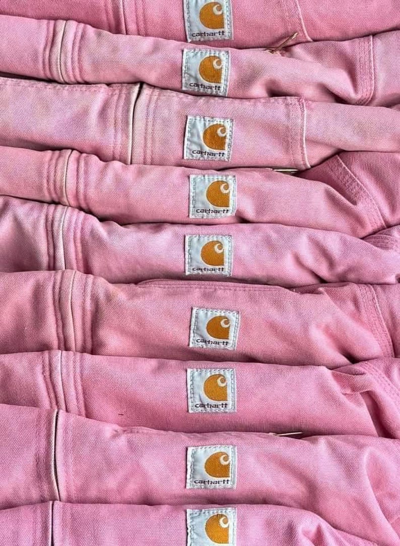 Carhartt Dusty Rose Pink Hooded Active Jacket -Sherpa Lined Canvas Workwear Coat