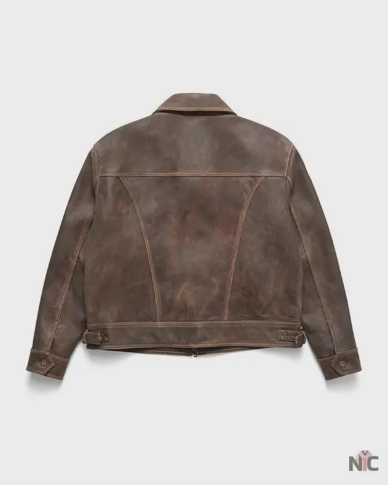 Mutimer Genuine Leather Jacket, Men's Timeless Outerwear, Vintage Style Biker Coat